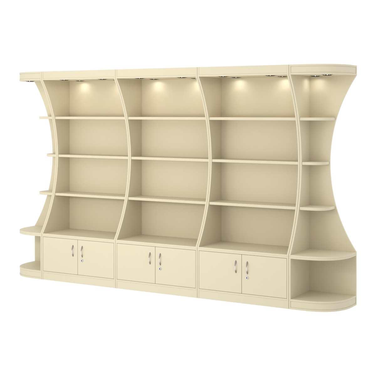 Пристенный высокий стеллаж ГАРАНТ №3 Крем Вайс