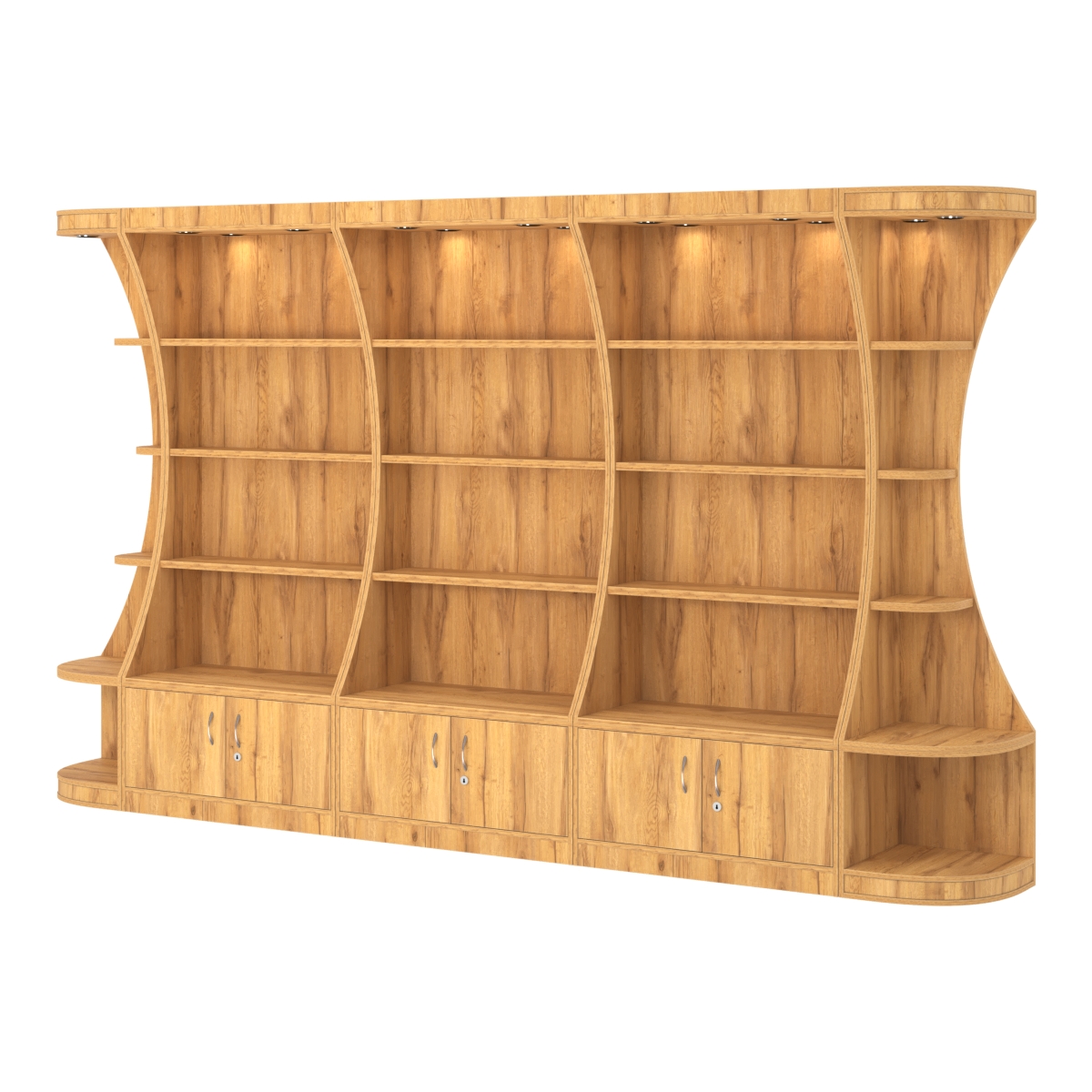 Пристенный высокий стеллаж ГАРАНТ №3 Дуб Золотистый