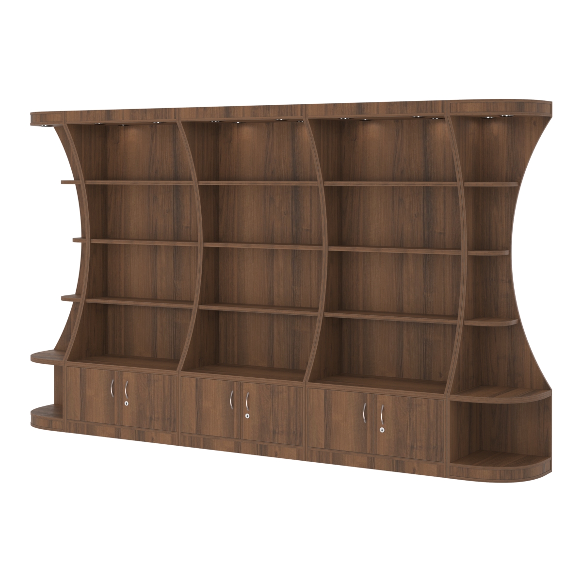 Пристенный высокий стеллаж ГАРАНТ №3 Орех