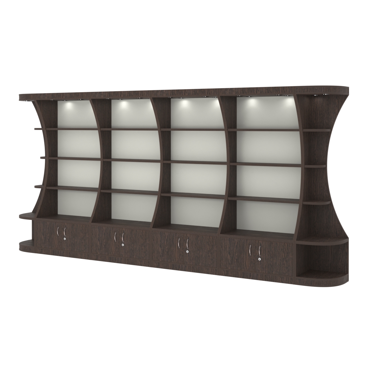 Пристенный высокий стеллаж ГАРАНТ №4 Дуб Венге + Белый