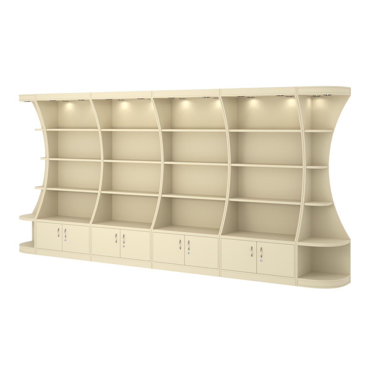 Пристенный высокий стеллаж ГАРАНТ №4 Крем Вайс