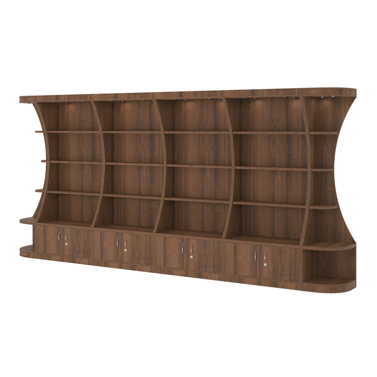 Пристенный высокий стеллаж ГАРАНТ №4 Орех