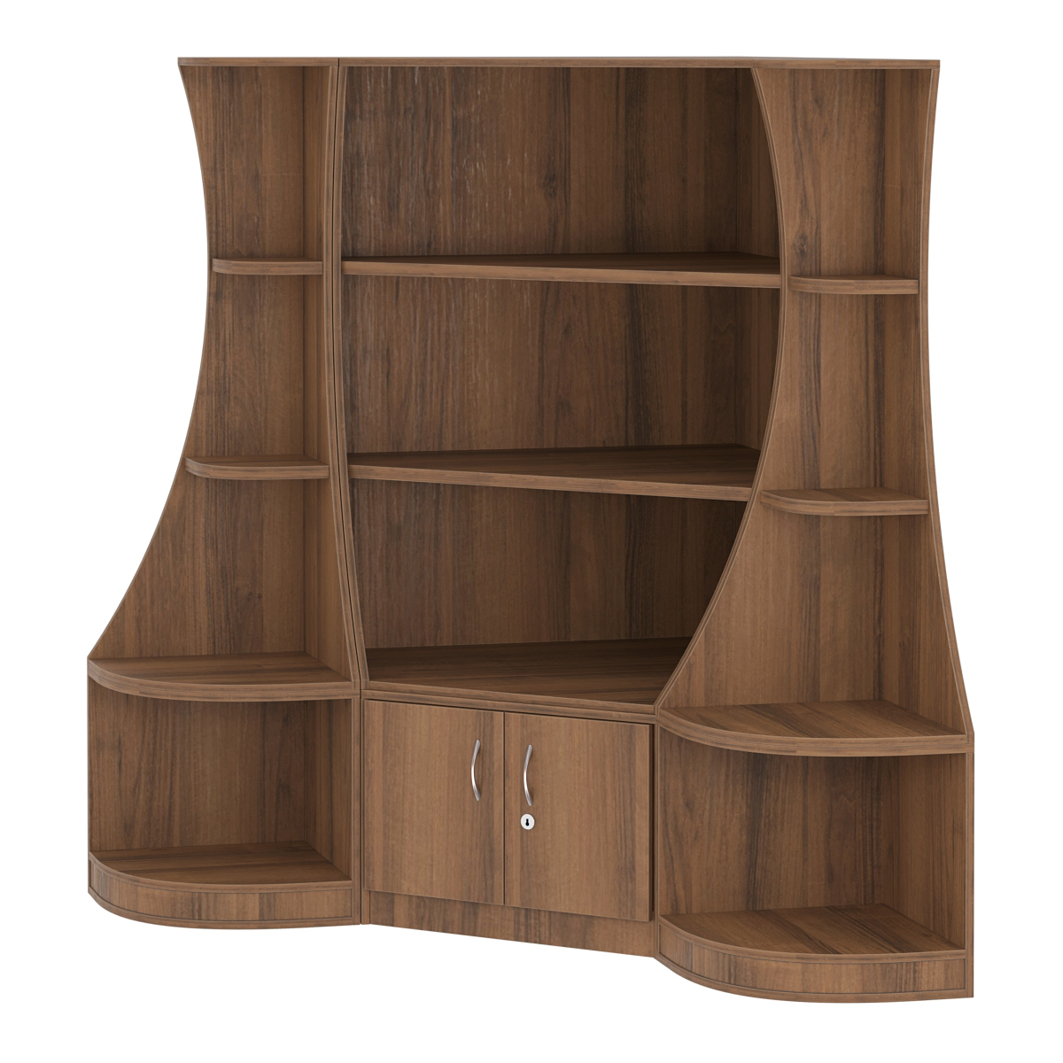 Угловой низкий стеллаж ГАРАНТ №1 Орех