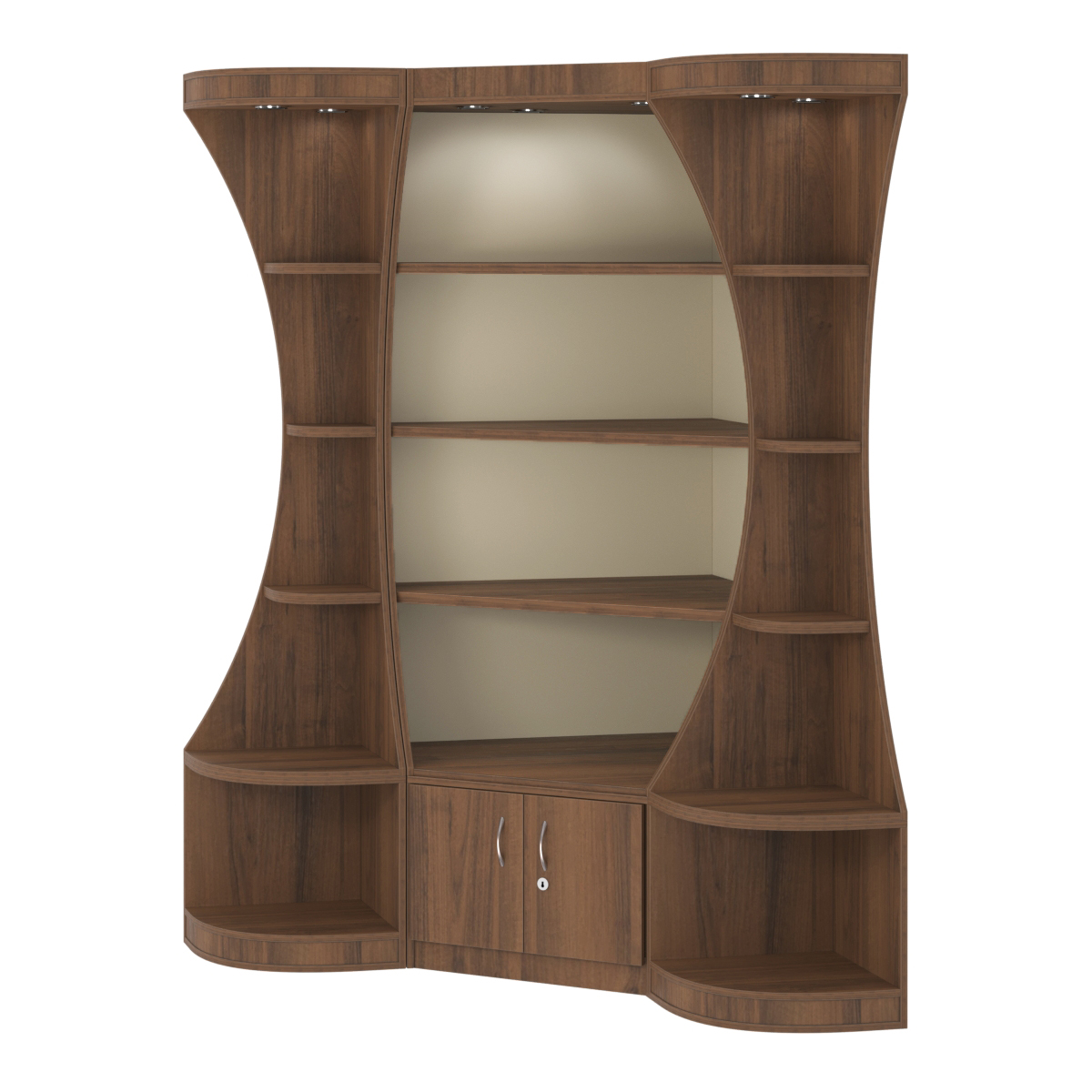 Угловой высокий стеллаж ГАРАНТ №1 Орех + Крем Вайс