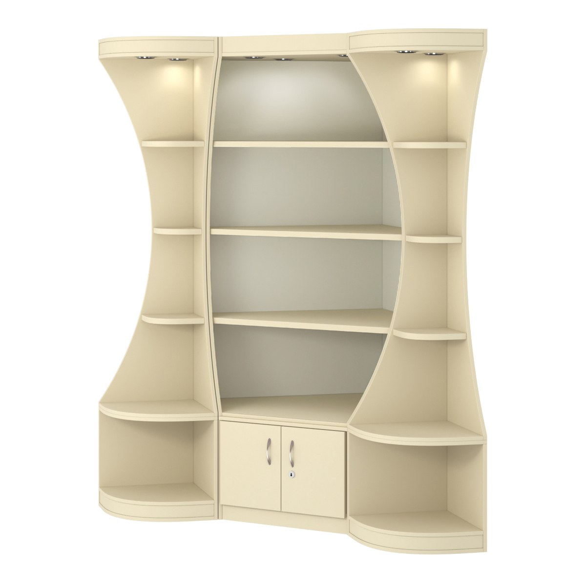 Угловой высокий стеллаж ГАРАНТ №1 Крем Вайс + Белый