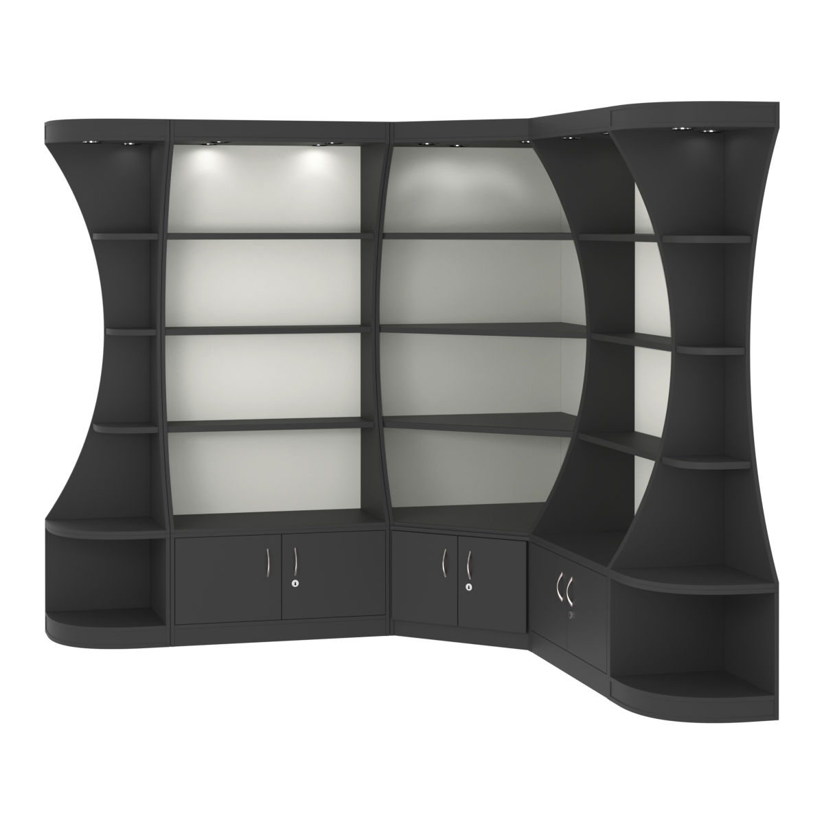 Угловой высокий стеллаж ГАРАНТ №2 Черный и Белый