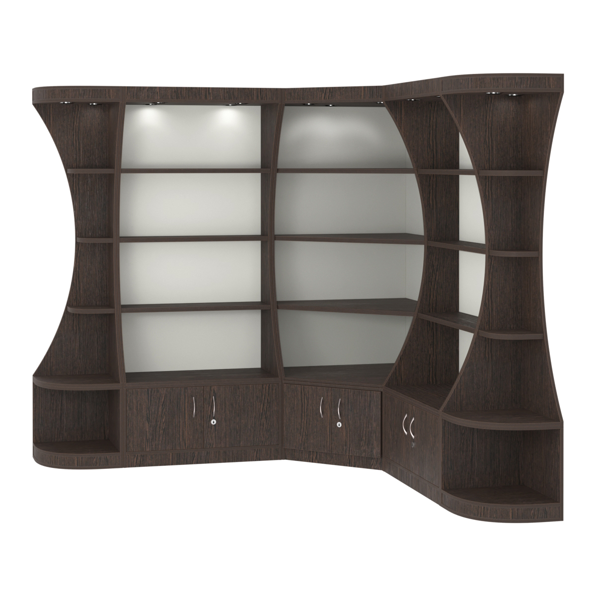 Угловой высокий стеллаж ГАРАНТ №2 Дуб Венге + Белый