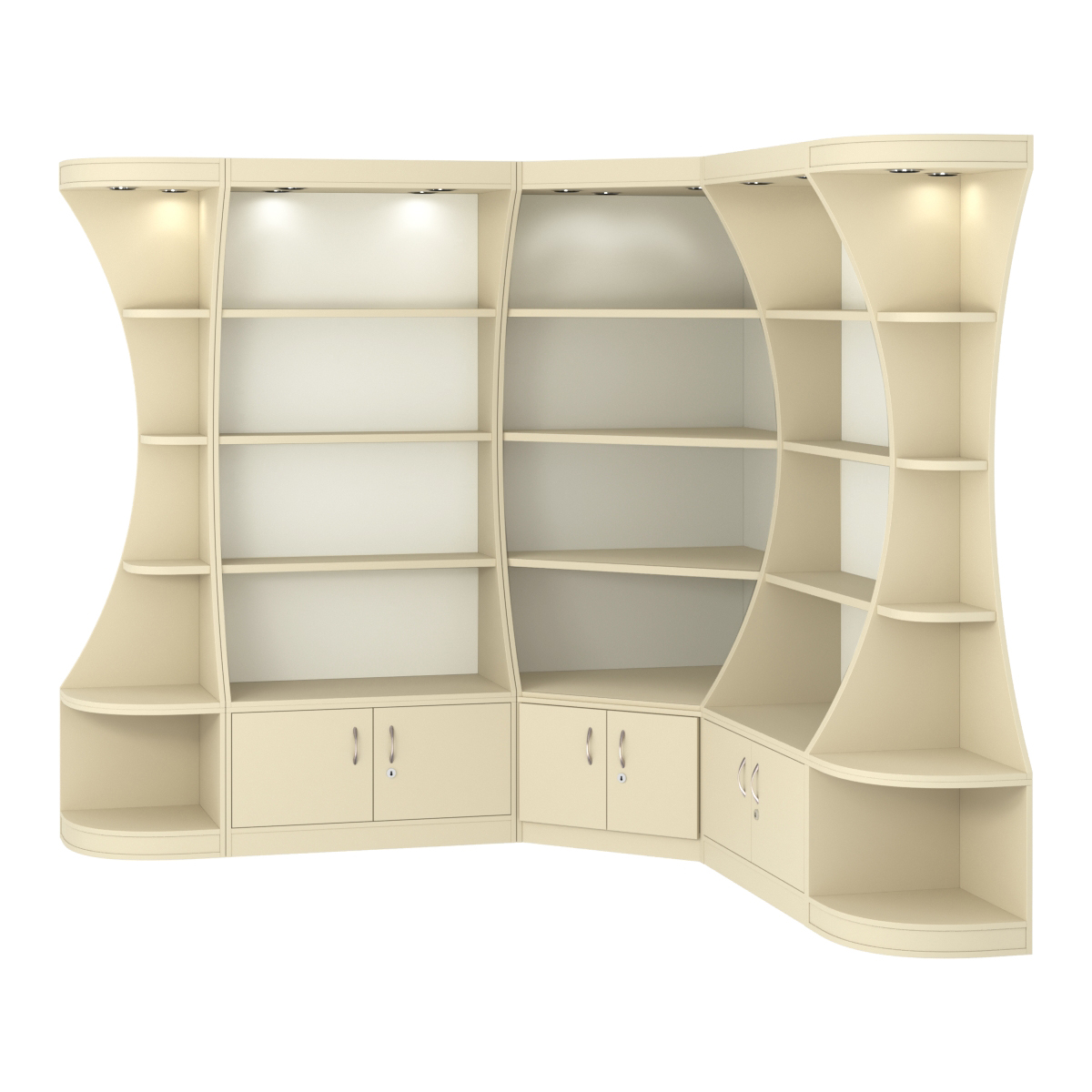 Угловой высокий стеллаж ГАРАНТ №2 Крем Вайс + Белый