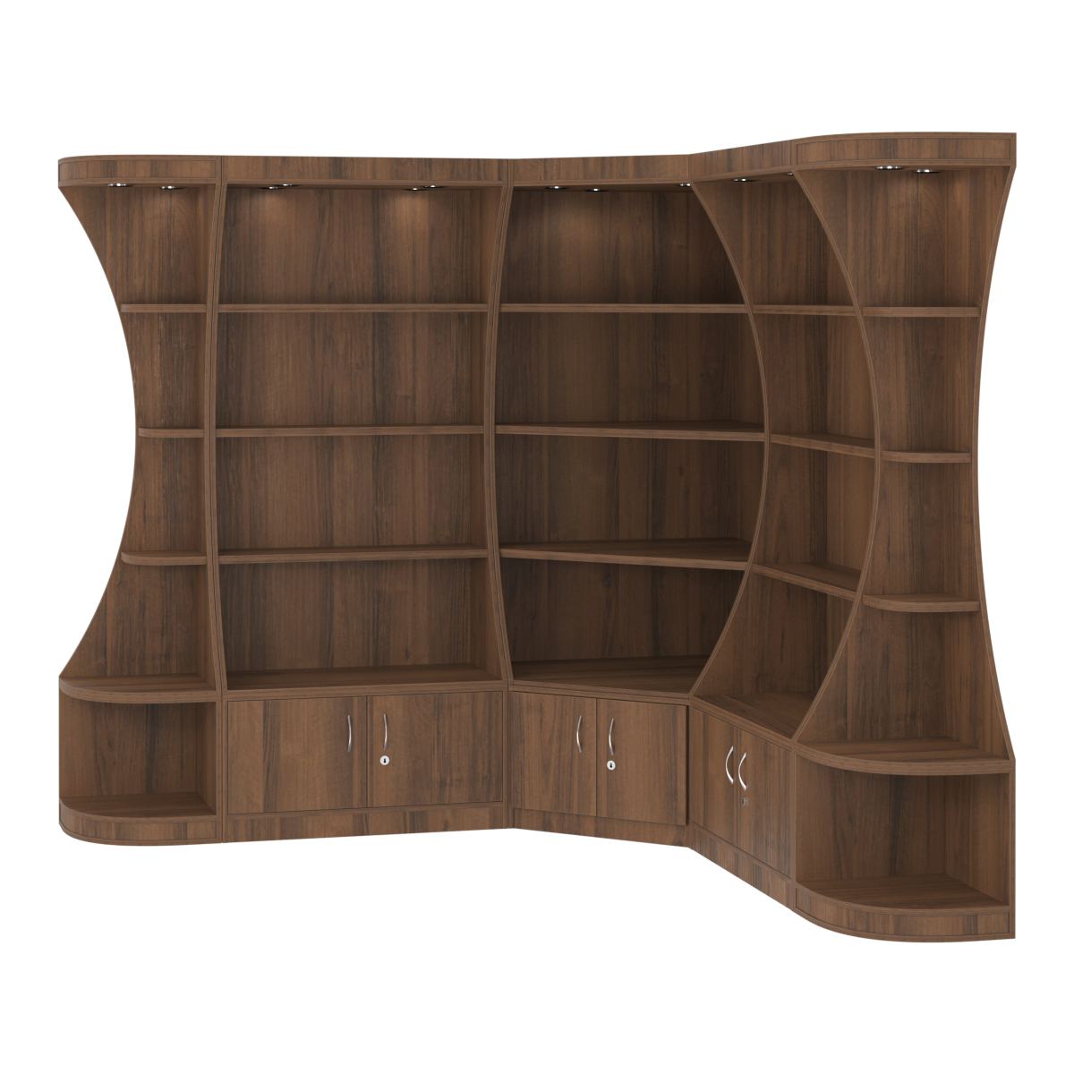 Угловой высокий стеллаж ГАРАНТ №2 Орех