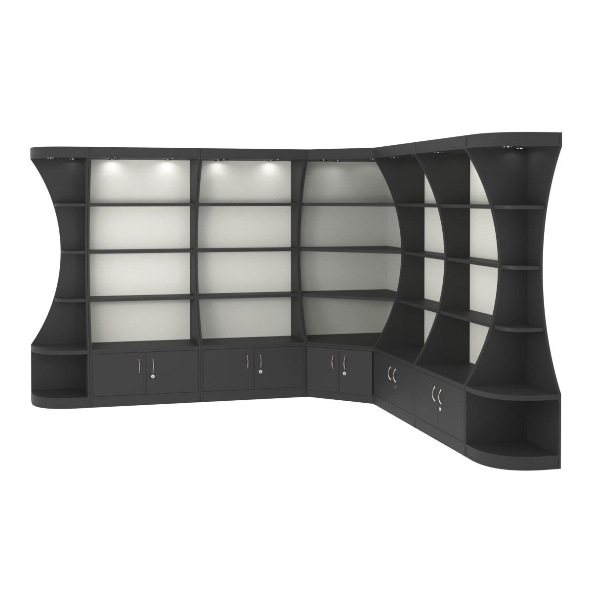 Угловой высокий стеллаж ГАРАНТ №3 Черный и Белый