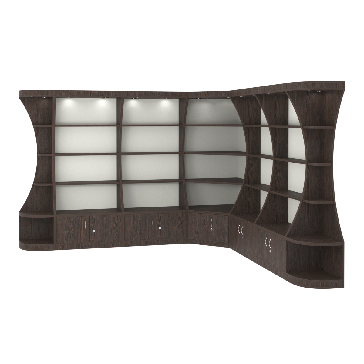 Угловой высокий стеллаж ГАРАНТ №3 Дуб Венге + Белый