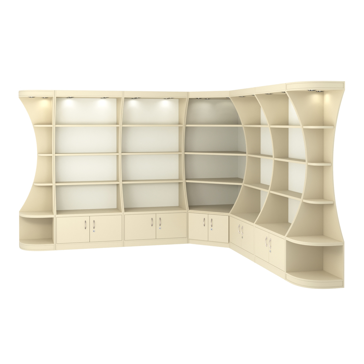 Угловой высокий стеллаж ГАРАНТ №3 Крем Вайс + Белый