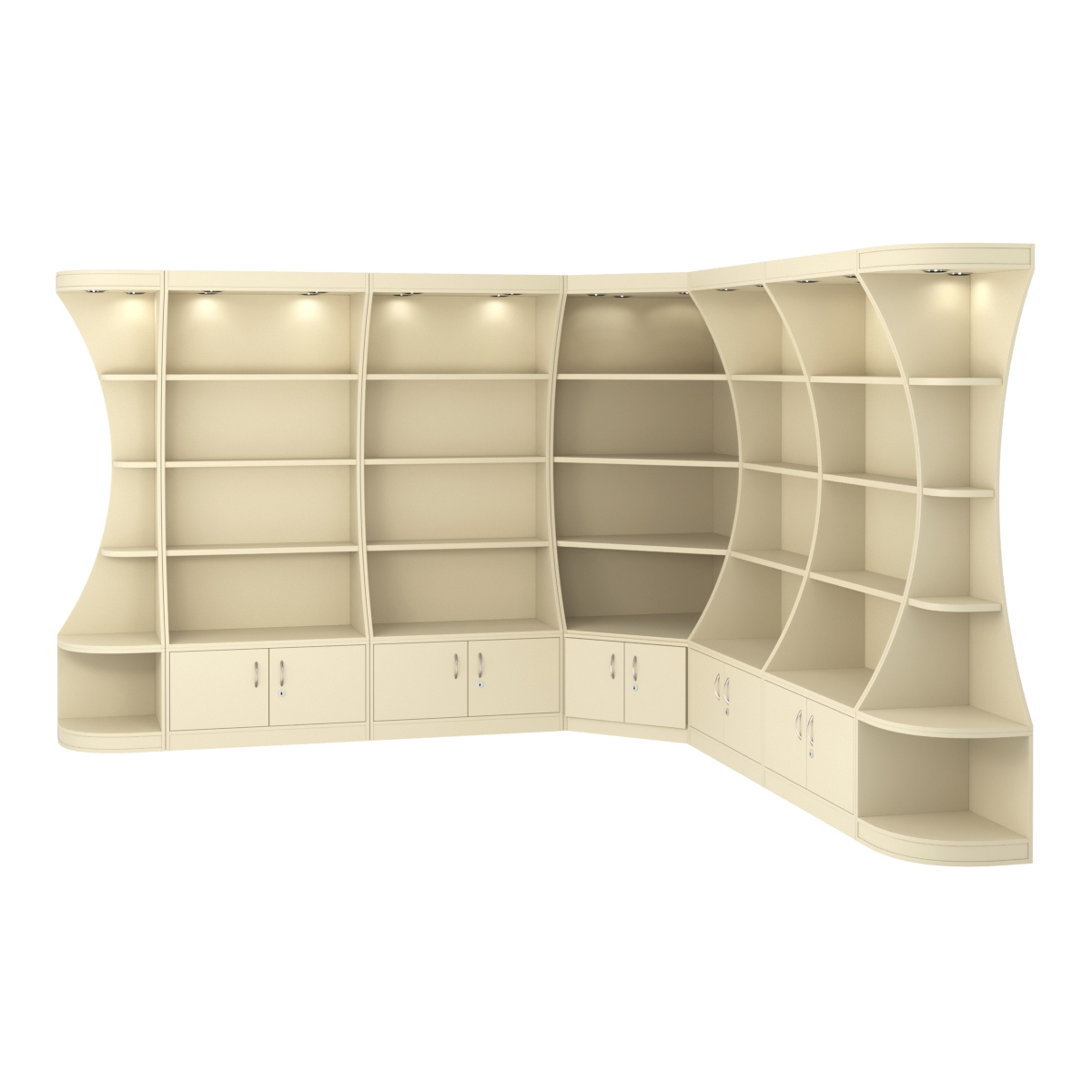 Угловой высокий стеллаж ГАРАНТ №3 Крем Вайс