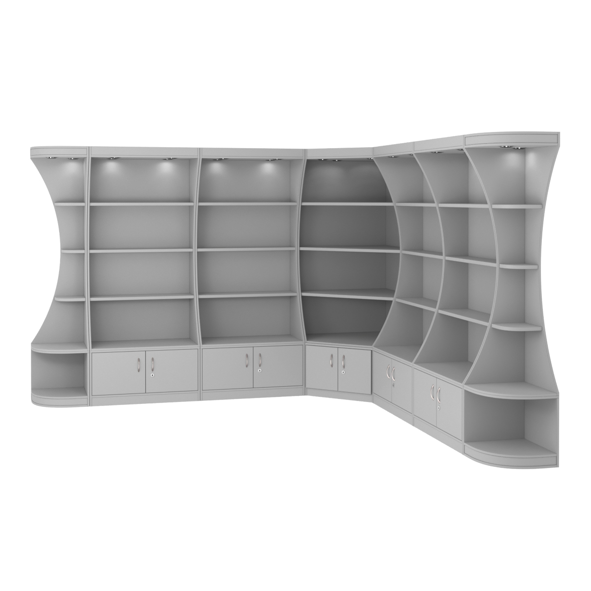 Угловой высокий стеллаж ГАРАНТ №3 Серый