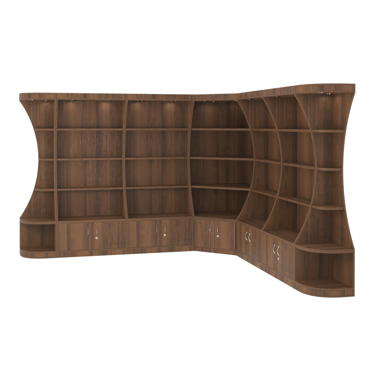 Угловой высокий стеллаж ГАРАНТ №3 Орех