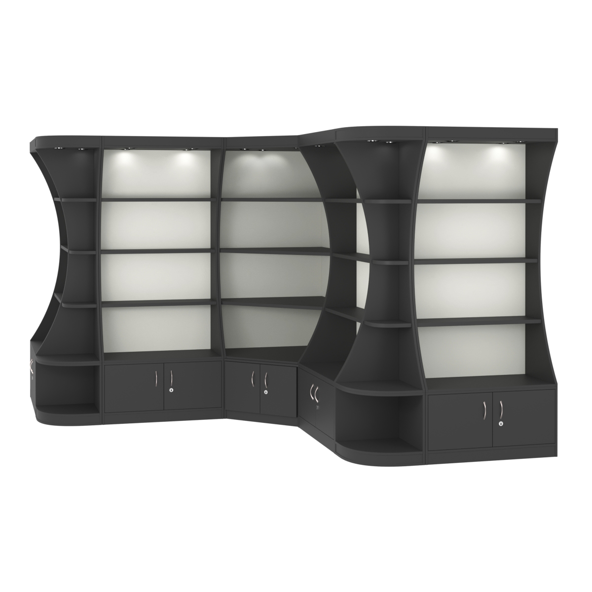 Угловой высокий стеллаж ГАРАНТ №4 Черный и Белый