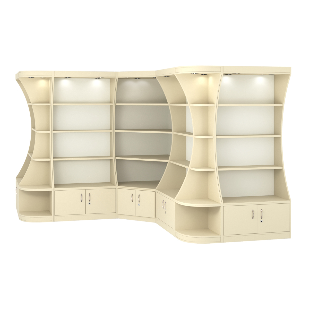 Угловой высокий стеллаж ГАРАНТ №4 Крем Вайс + Белый