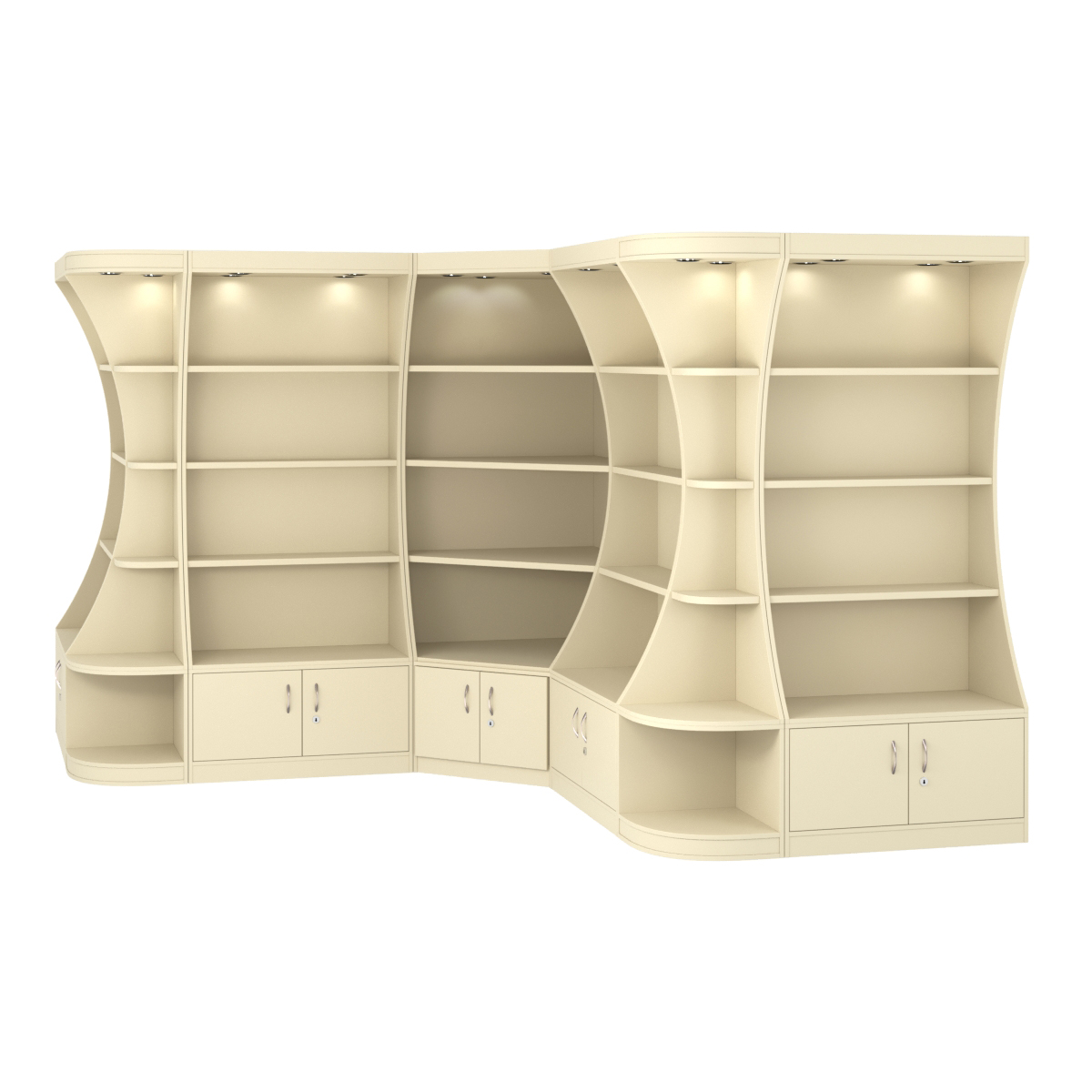 Угловой высокий стеллаж ГАРАНТ №4 Крем Вайс