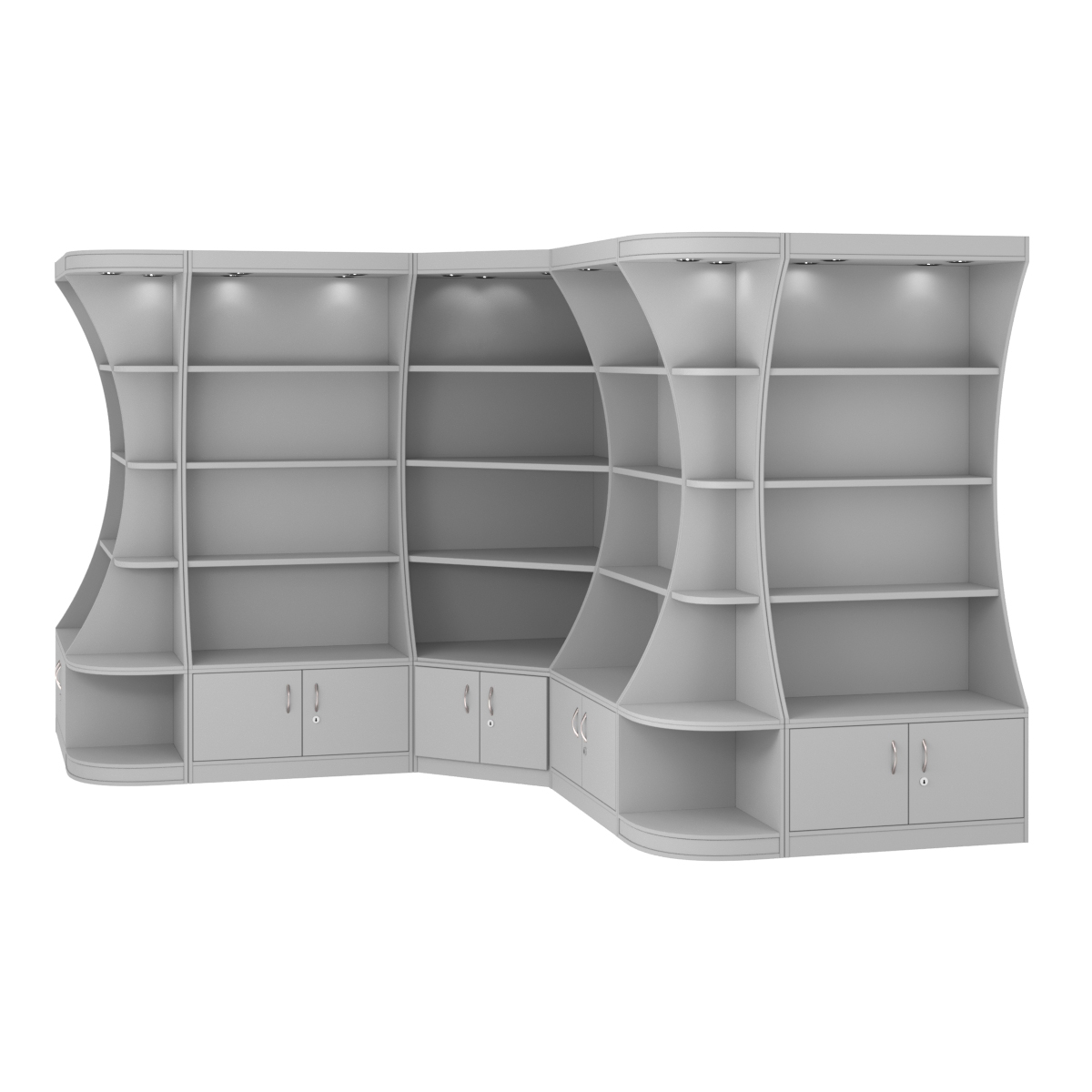 Угловой высокий стеллаж ГАРАНТ №4 Серый