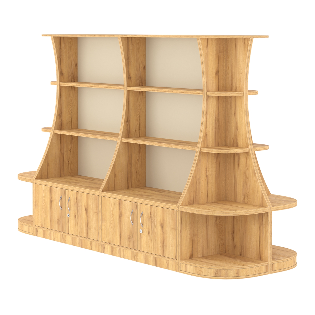  Островной низкий стеллаж ГАРАНТ №3 Дуб Золотистый и Крем Вайс