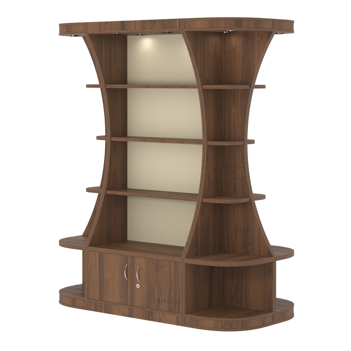 Островной высокий стеллаж ГАРАНТ №2 Орех + Крем Вайс