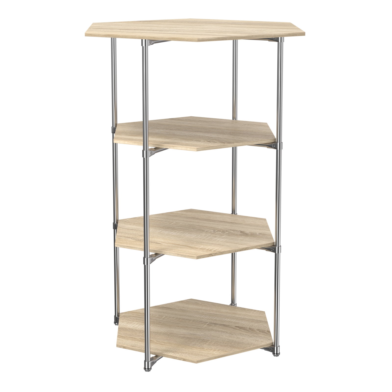 Торговый стенд ЗВЕЗДА с тремя шестигранными полками ДСП 16 мм №3 Дуб Сонома