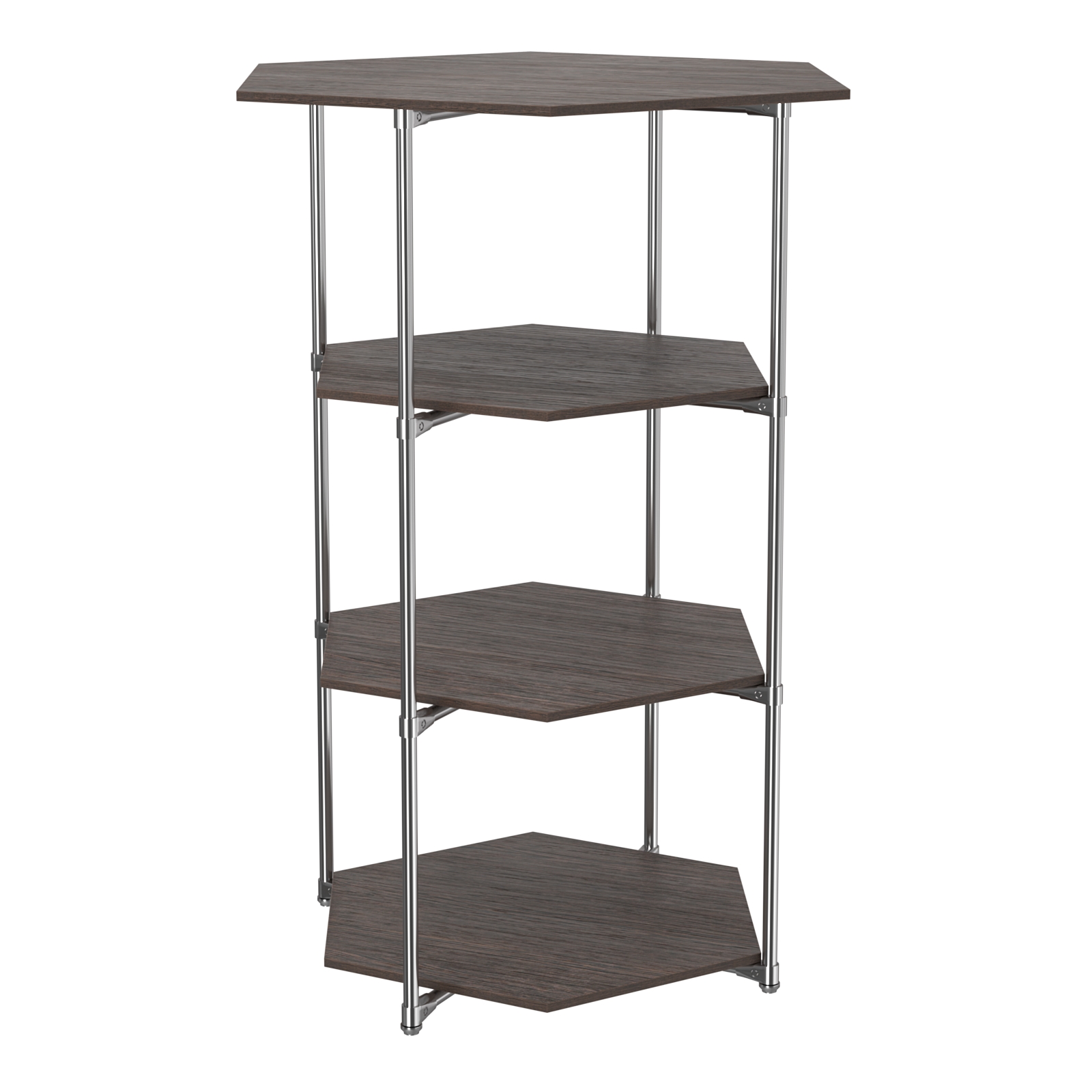 Торговый стенд ЗВЕЗДА с тремя шестигранными полками ДСП 16 мм №3 Дуб Венге