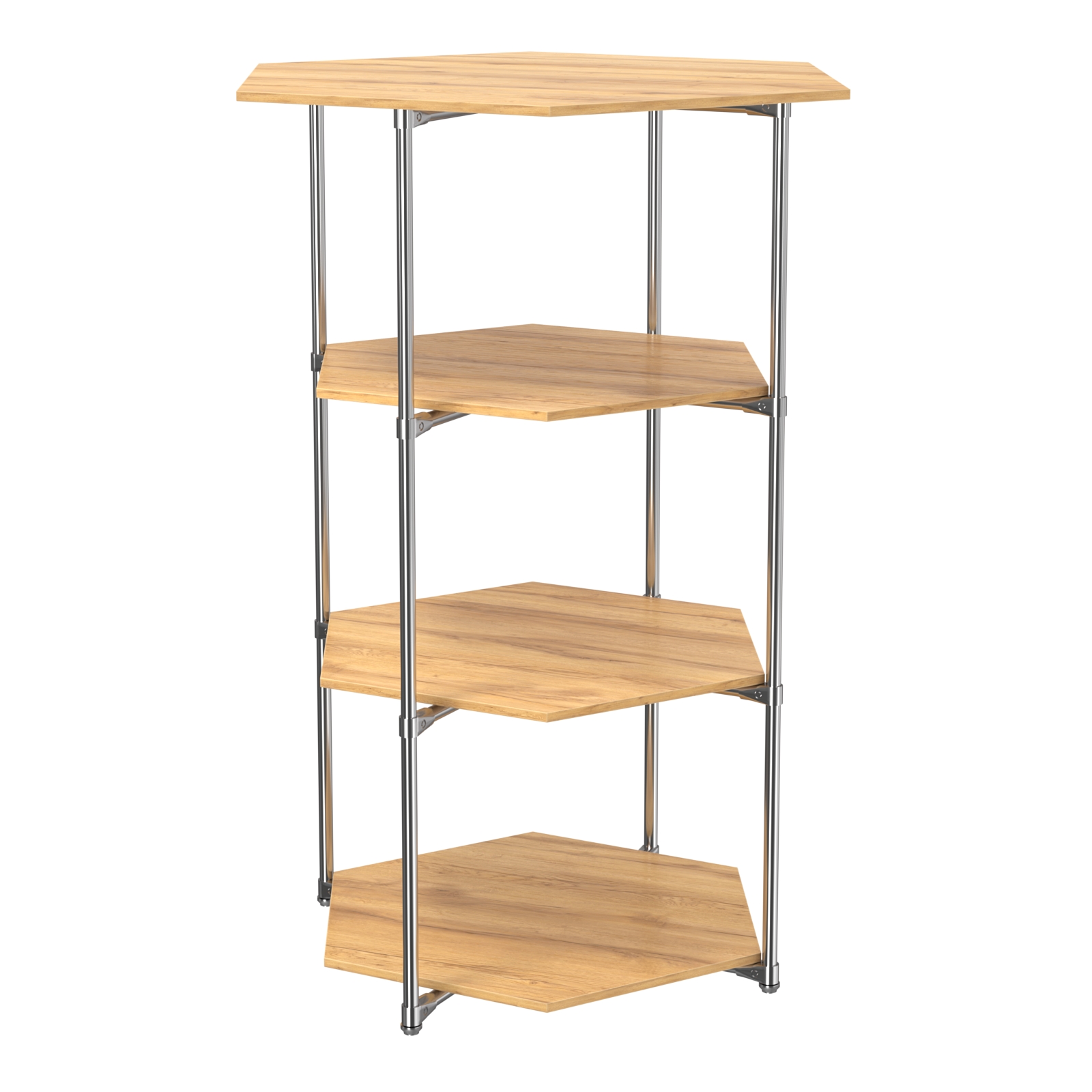 Торговый стенд ЗВЕЗДА с тремя шестигранными полками ДСП 16 мм №3 Дуб Золотистый