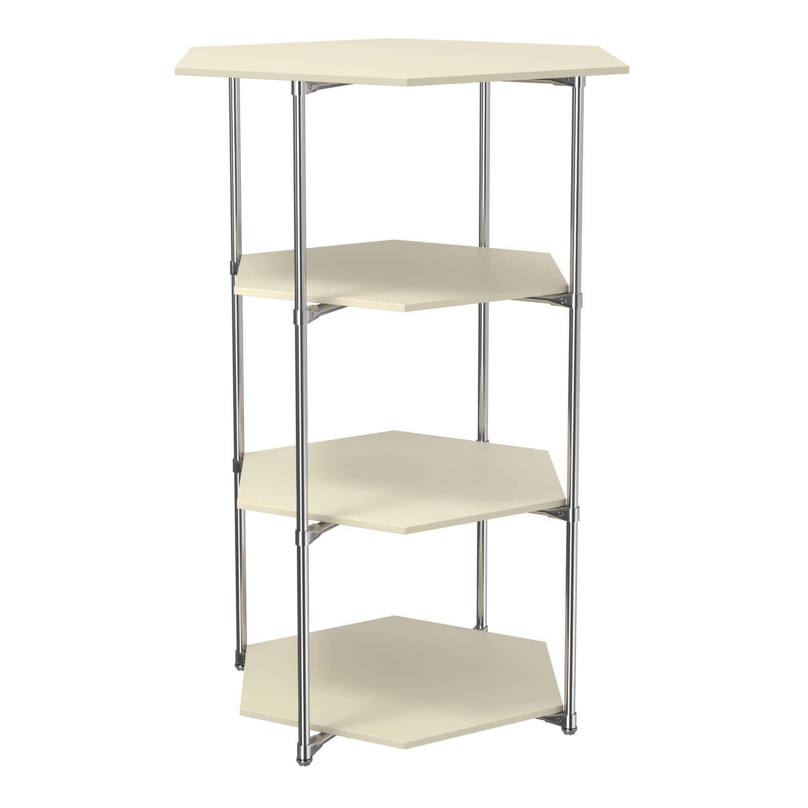 Торговый стенд ЗВЕЗДА с тремя шестигранными полками ДСП 16 мм №3 Крем Вайс