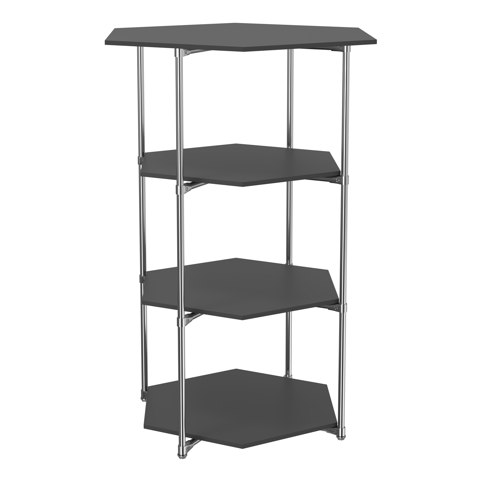 Торговый стенд ЗВЕЗДА с тремя шестигранными полками ДСП 16 мм №3 Черный