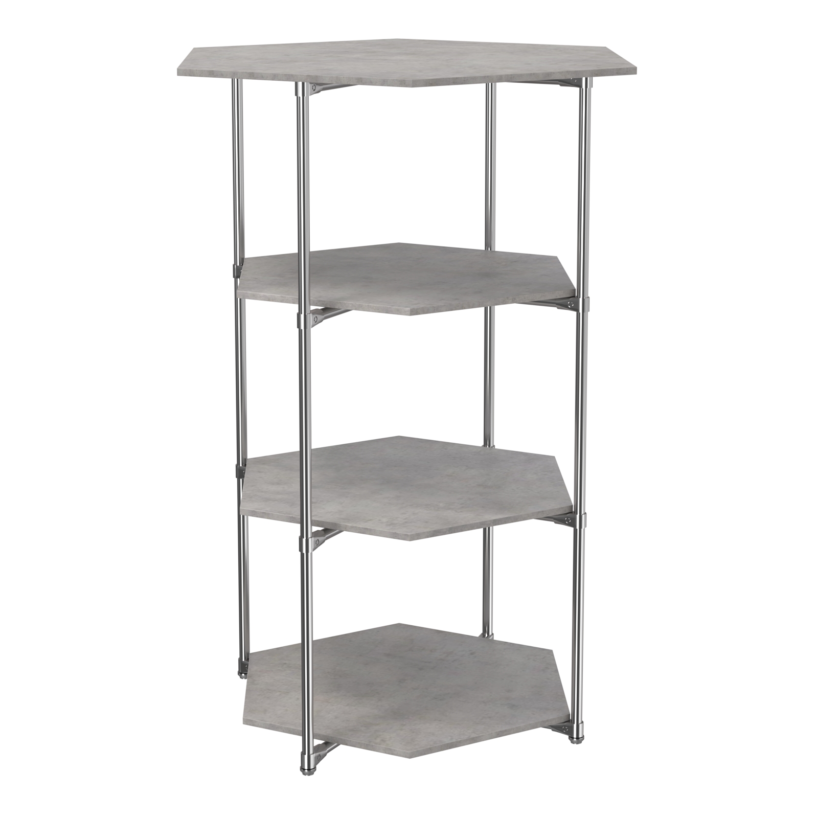 Торговый стенд ЗВЕЗДА с тремя шестигранными полками ДСП 16 мм №3 Бетон Чикаго светло-серый F186 ST9