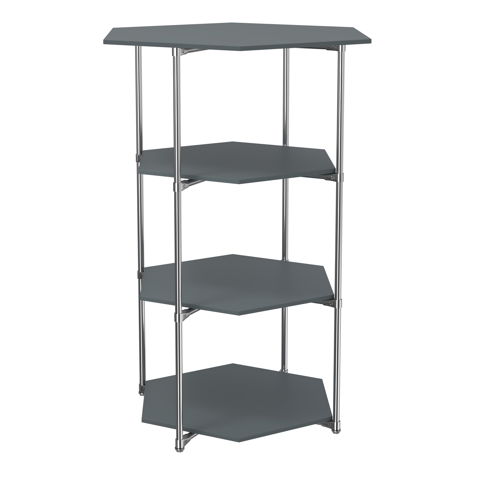 Торговый стенд ЗВЕЗДА с тремя шестигранными полками ДСП 16 мм №3 Темно-Серый