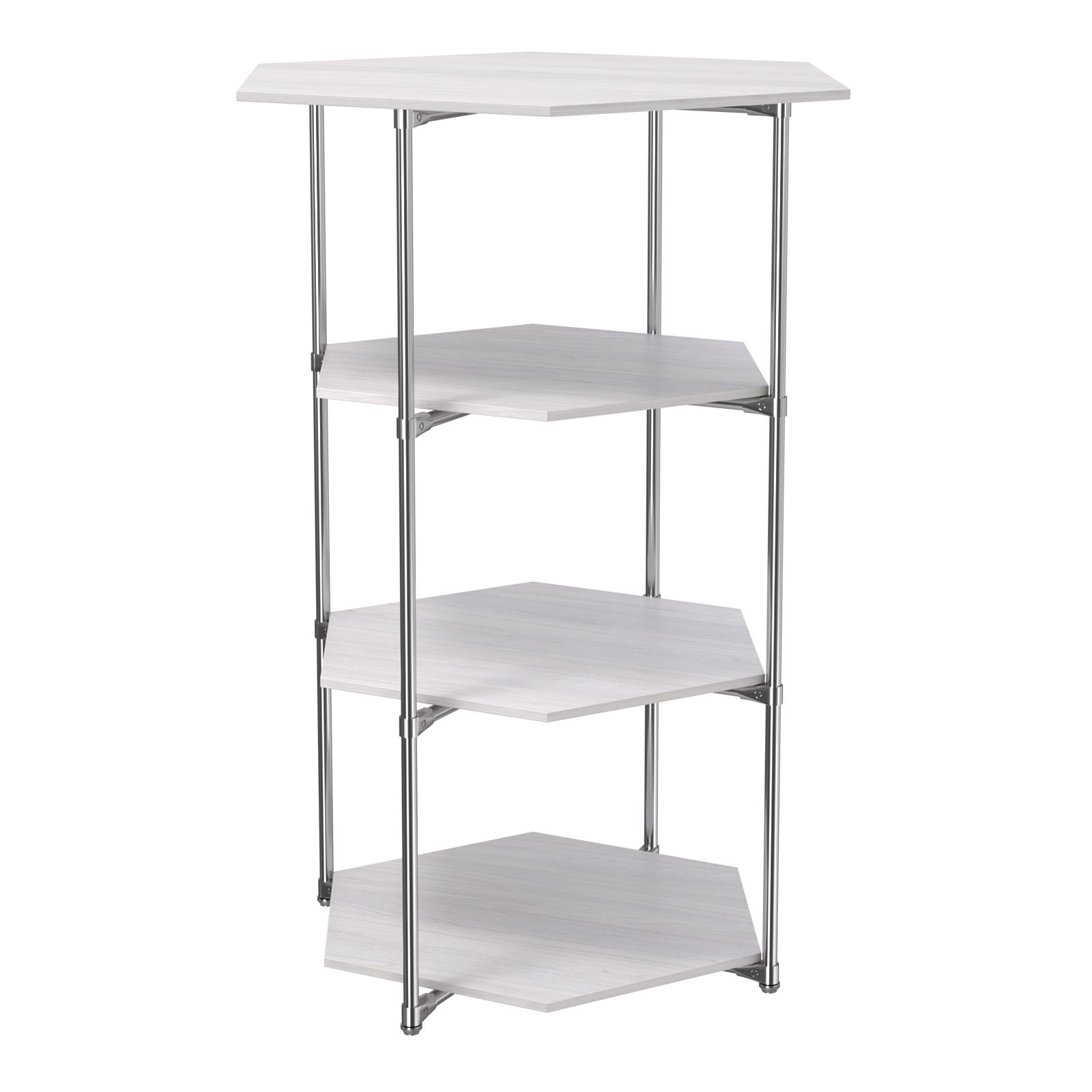 Торговый стенд ЗВЕЗДА с тремя шестигранными полками ДСП 16 мм №3 Ясень Анкор светлый