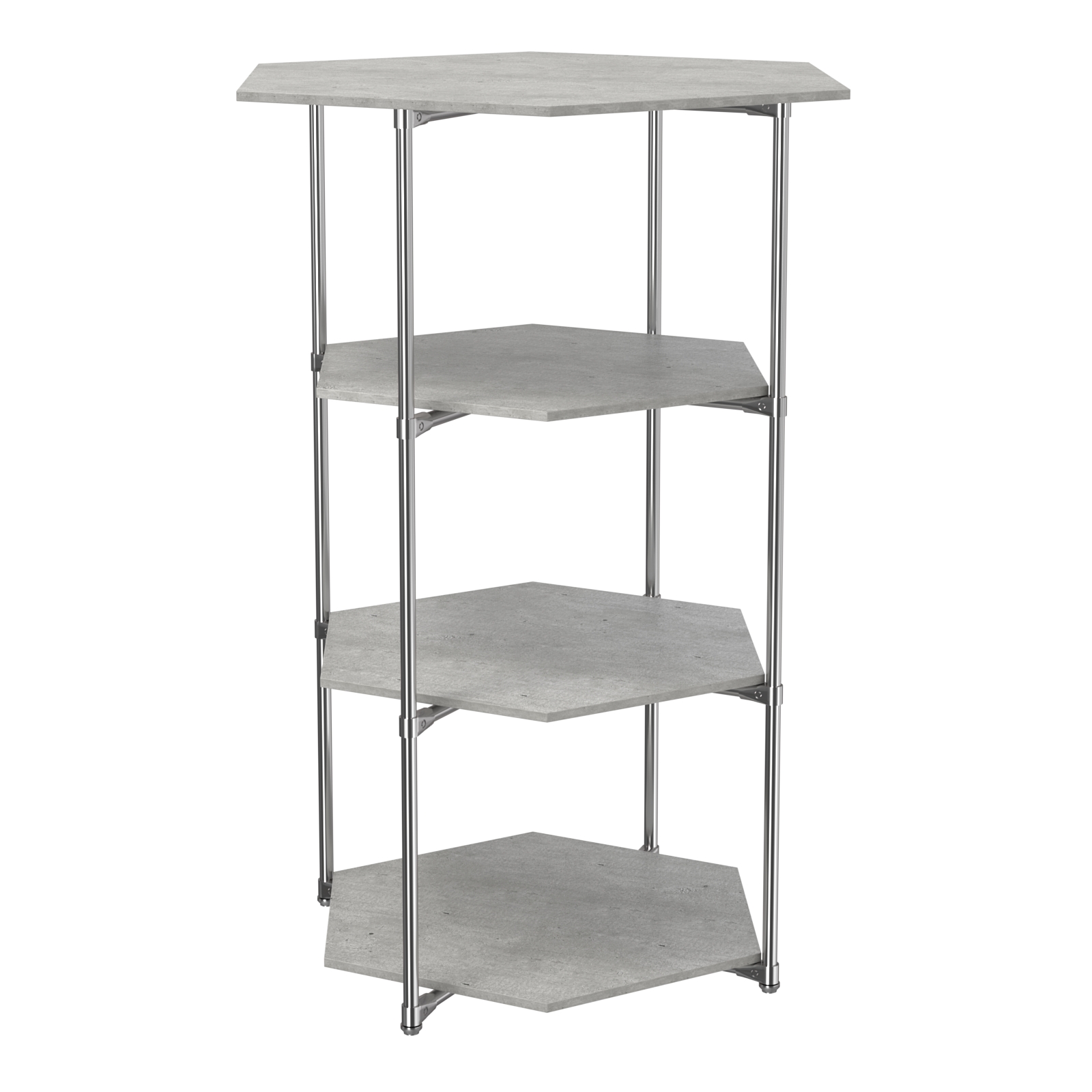 Торговый стенд ЗВЕЗДА с тремя шестигранными полками ДСП 16 мм №3 Метрополитан Грей