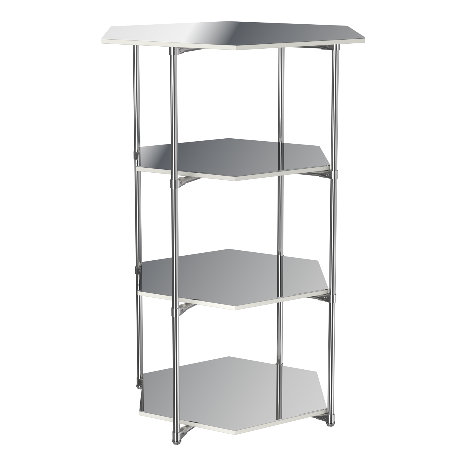 Торговый стенд ЗВЕЗДА с тремя шестигранными зеркальными полками №4 Белый