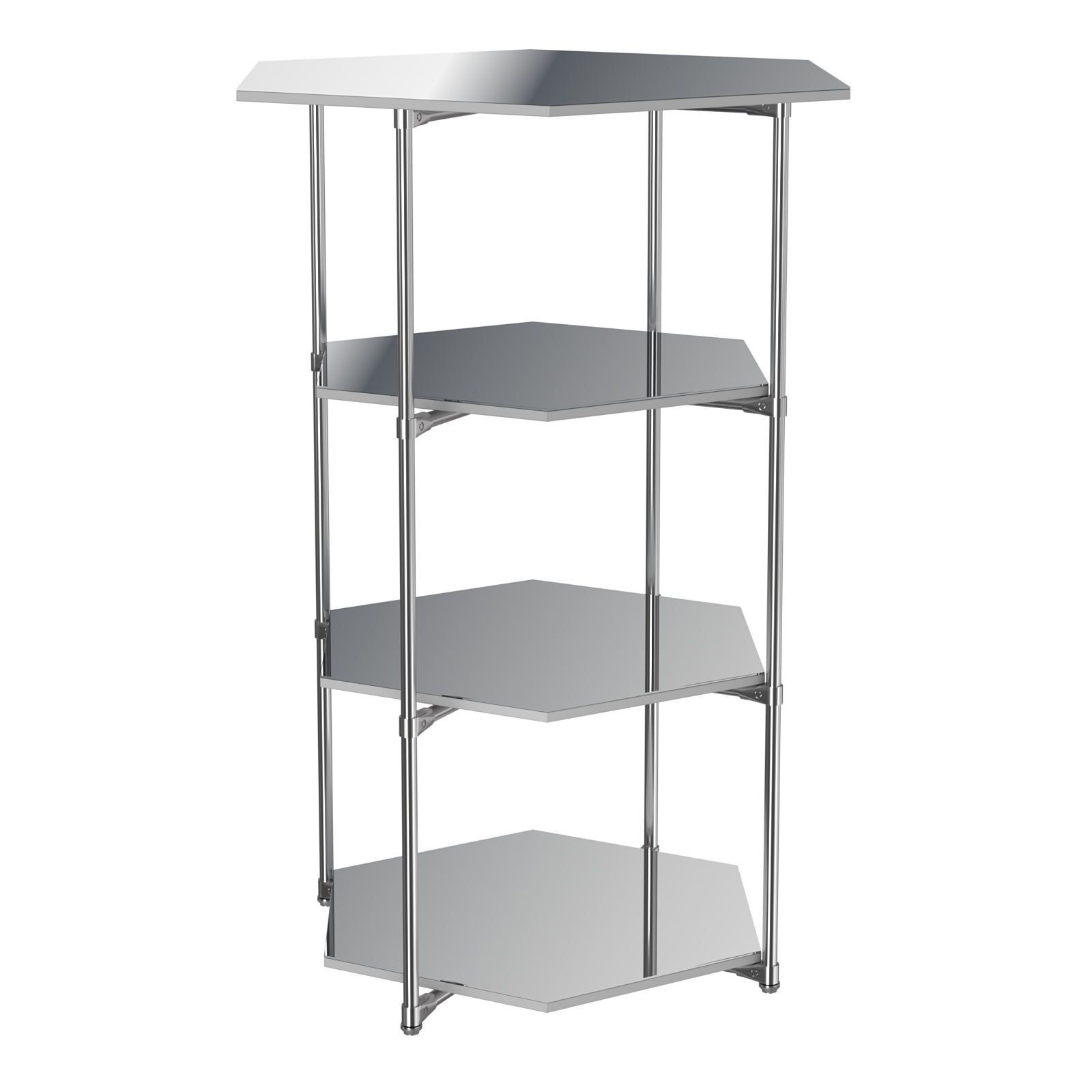 Торговый стенд ЗВЕЗДА с тремя шестигранными зеркальными полками №4 Серый