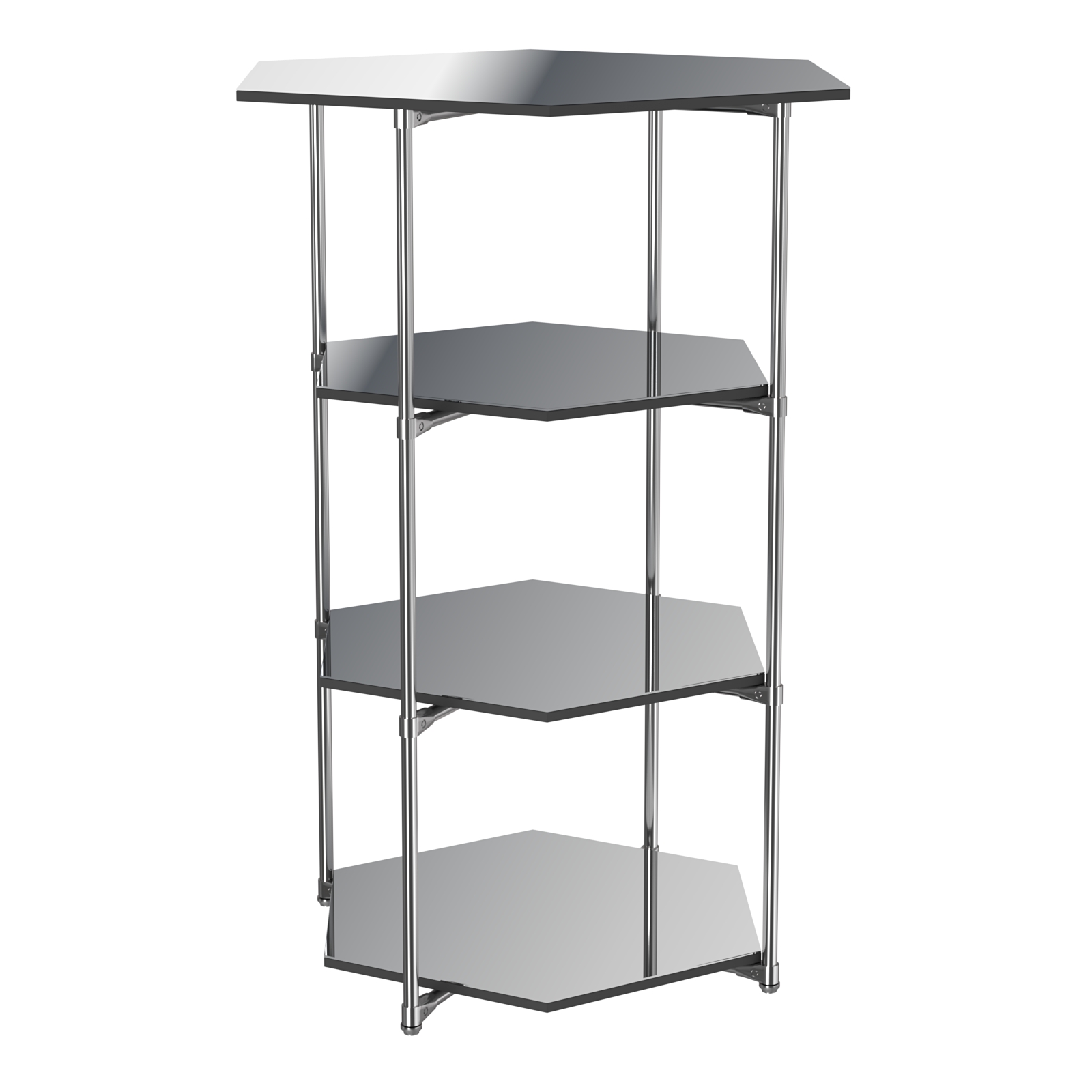 Торговый стенд ЗВЕЗДА с тремя шестигранными зеркальными полками №4 Черный