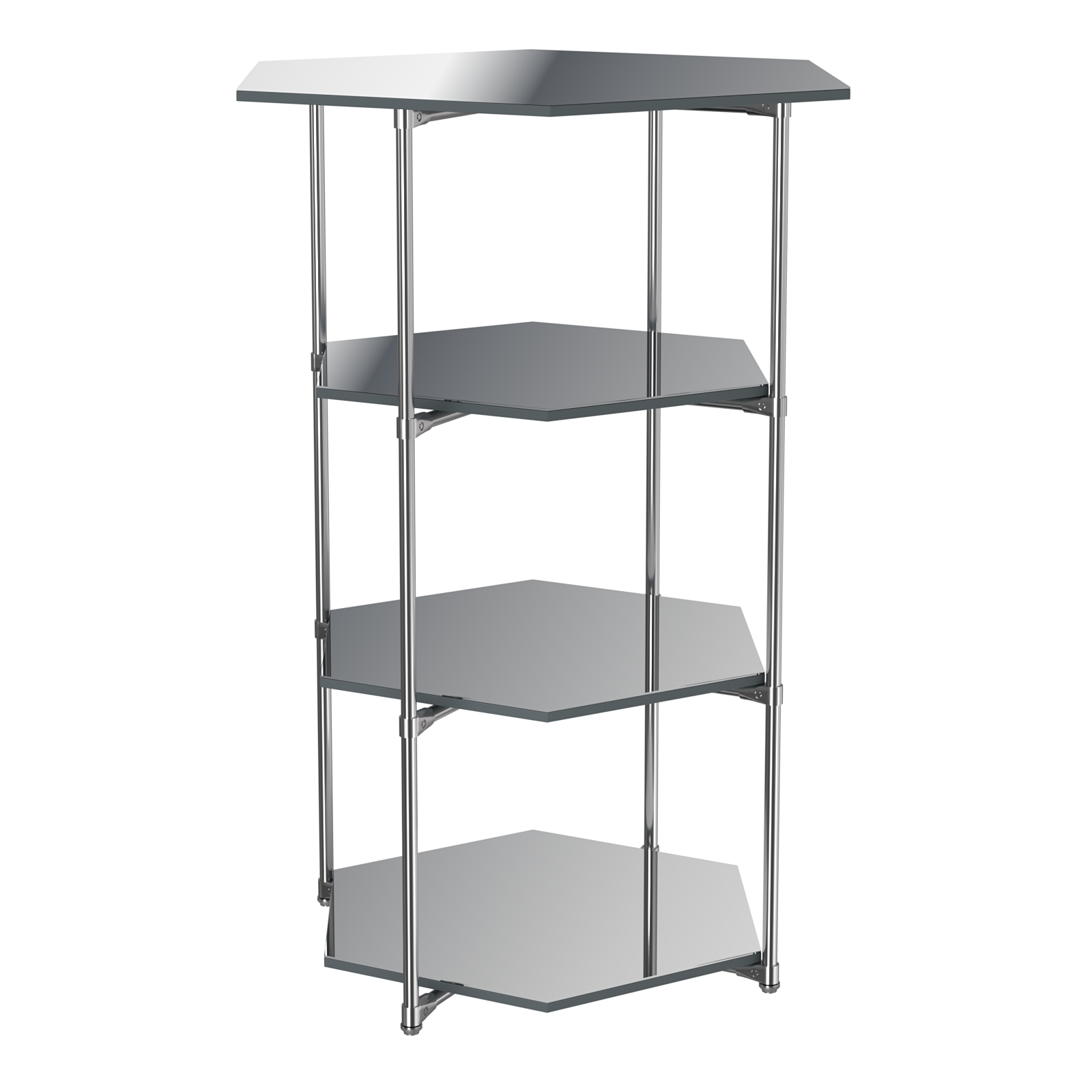 Торговый стенд ЗВЕЗДА с тремя шестигранными зеркальными полками №4 Темно-Серый