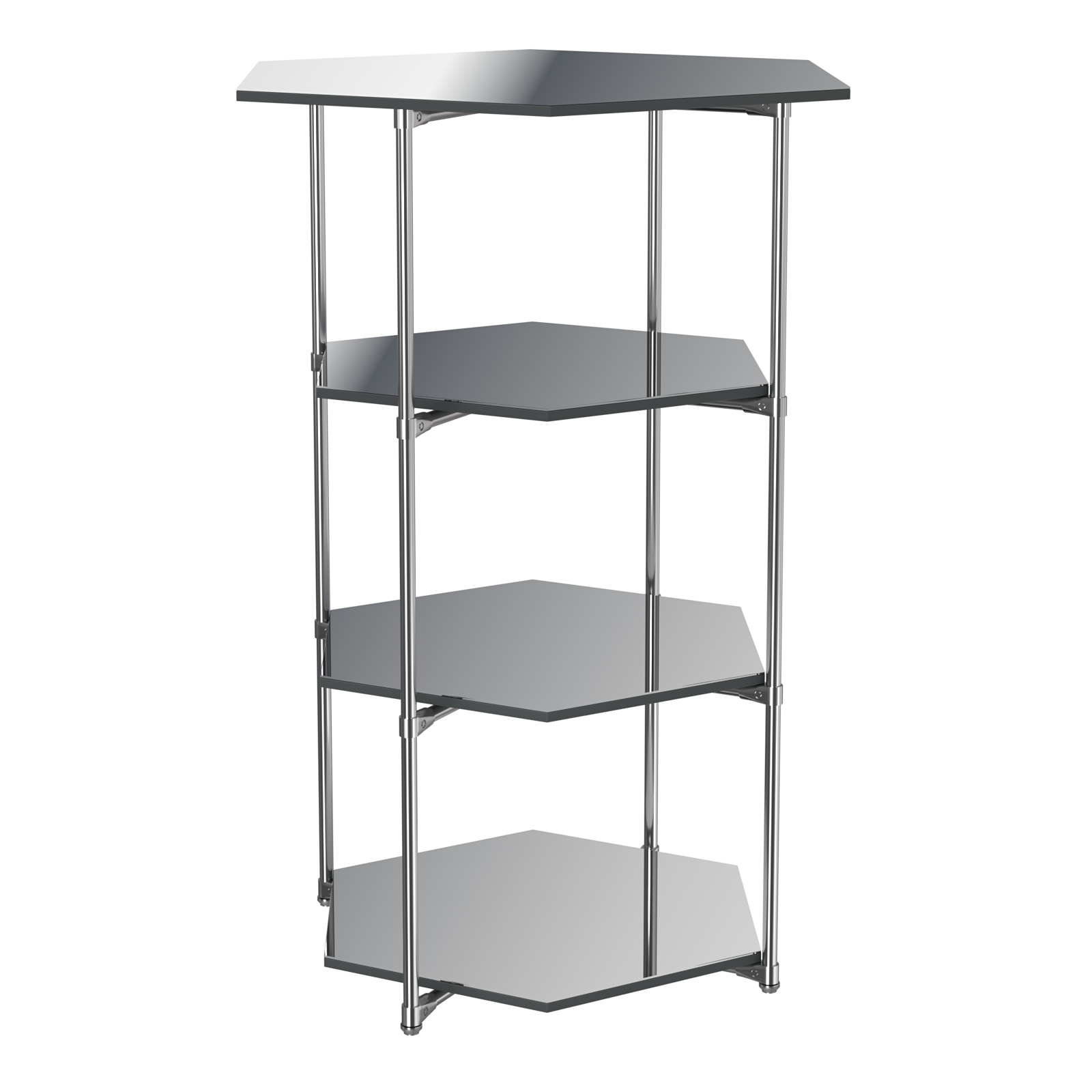 Торговый стенд ЗВЕЗДА с тремя шестигранными зеркальными полками №4 Антрацит