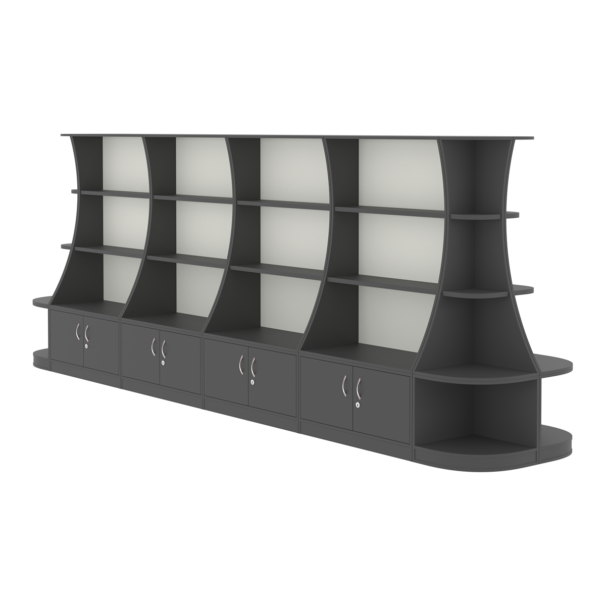 Островной низкий стеллаж ГАРАНТ №5 Черный и Белый