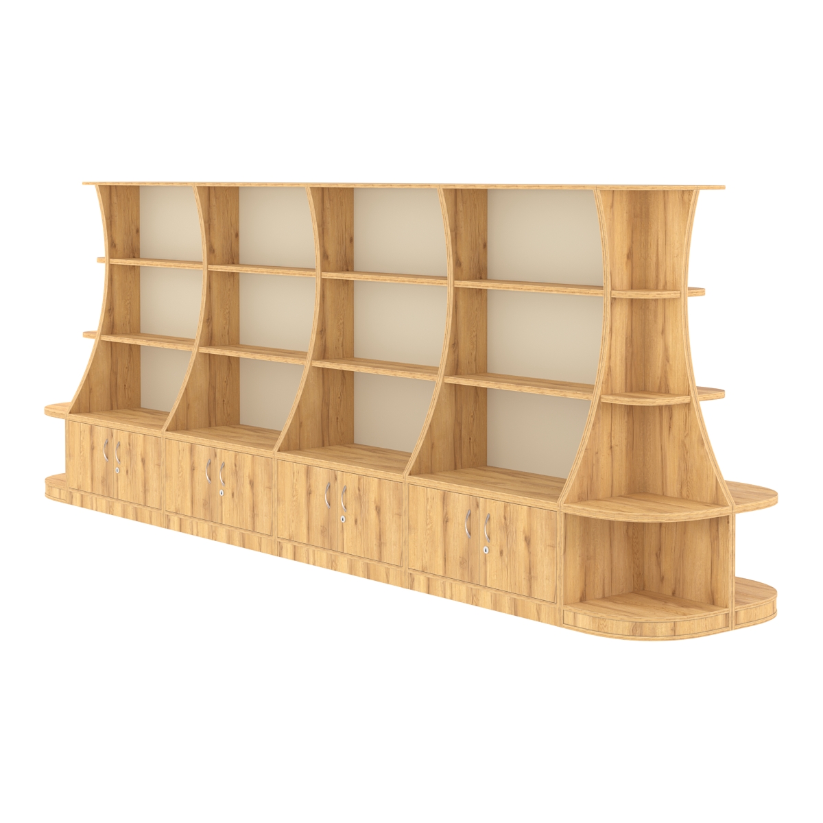 Островной низкий стеллаж ГАРАНТ №5 Дуб Золотистый и Крем Вайс