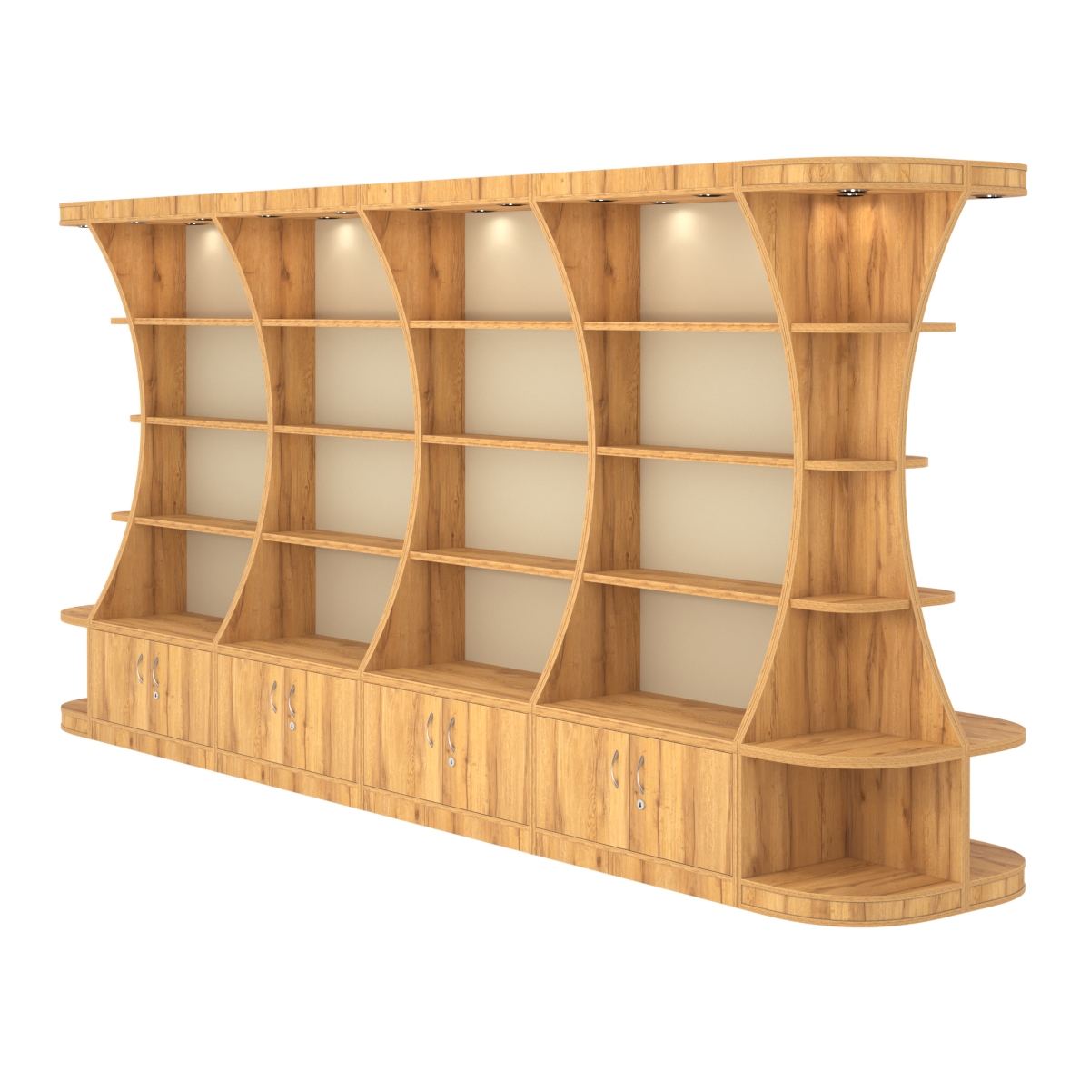 Островной высокий стеллаж ГАРАНТ №5 Дуб Золотистый и Крем Вайс