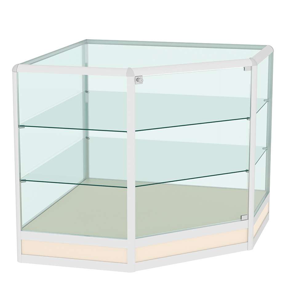 Прилавок из профиля угловой пятигранный №4 (закрытый) Крем Вайс