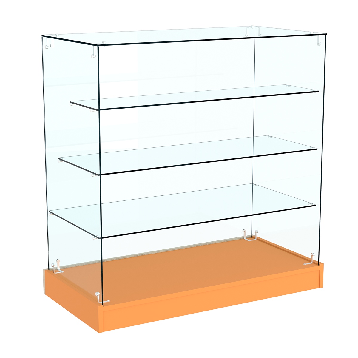 Прилавок Истра со стеклянными полками расположен-ными "лесенкой" №3 (открытый) Оранжевый 0132 BS