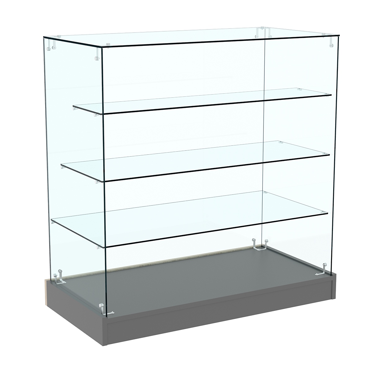 Прилавок Истра со стеклянными полками расположен-ными "лесенкой" №3 (открытый) Темно-Серый