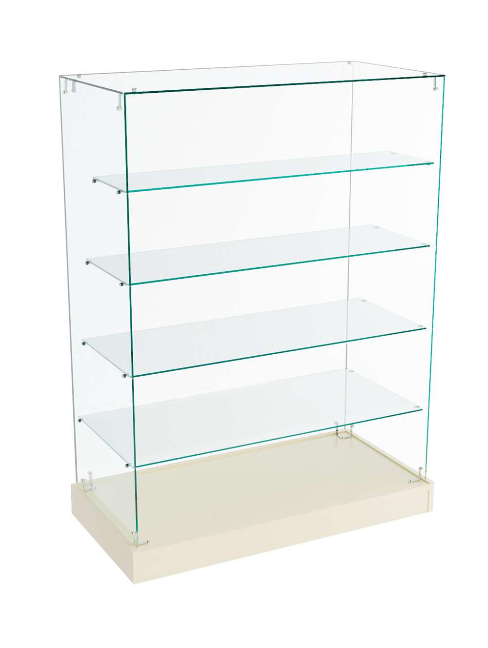 Прилавок Истра с четырьмя полками из стекла №9 (открытый) Крем Вайс