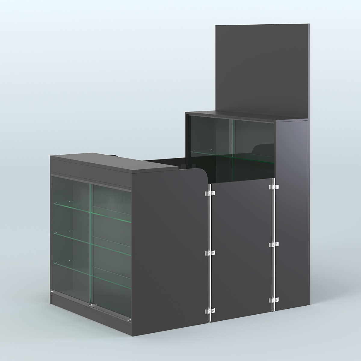 Мини павильон для торговли с фасадной витриной СЛОТ №2 (2 кв.м) Черный