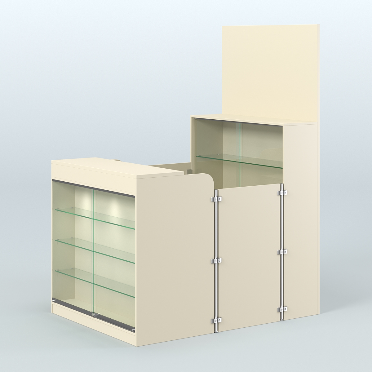 Мини павильон для торговли с фасадной витриной СЛОТ №2 (2 кв.м) Крем Вайс