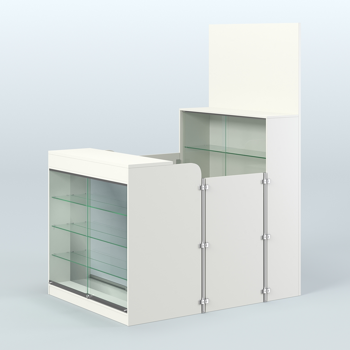 Мини павильон для торговли с полками и фасадным зеркалом СЛОТ №3 (2 кв.м) Белый