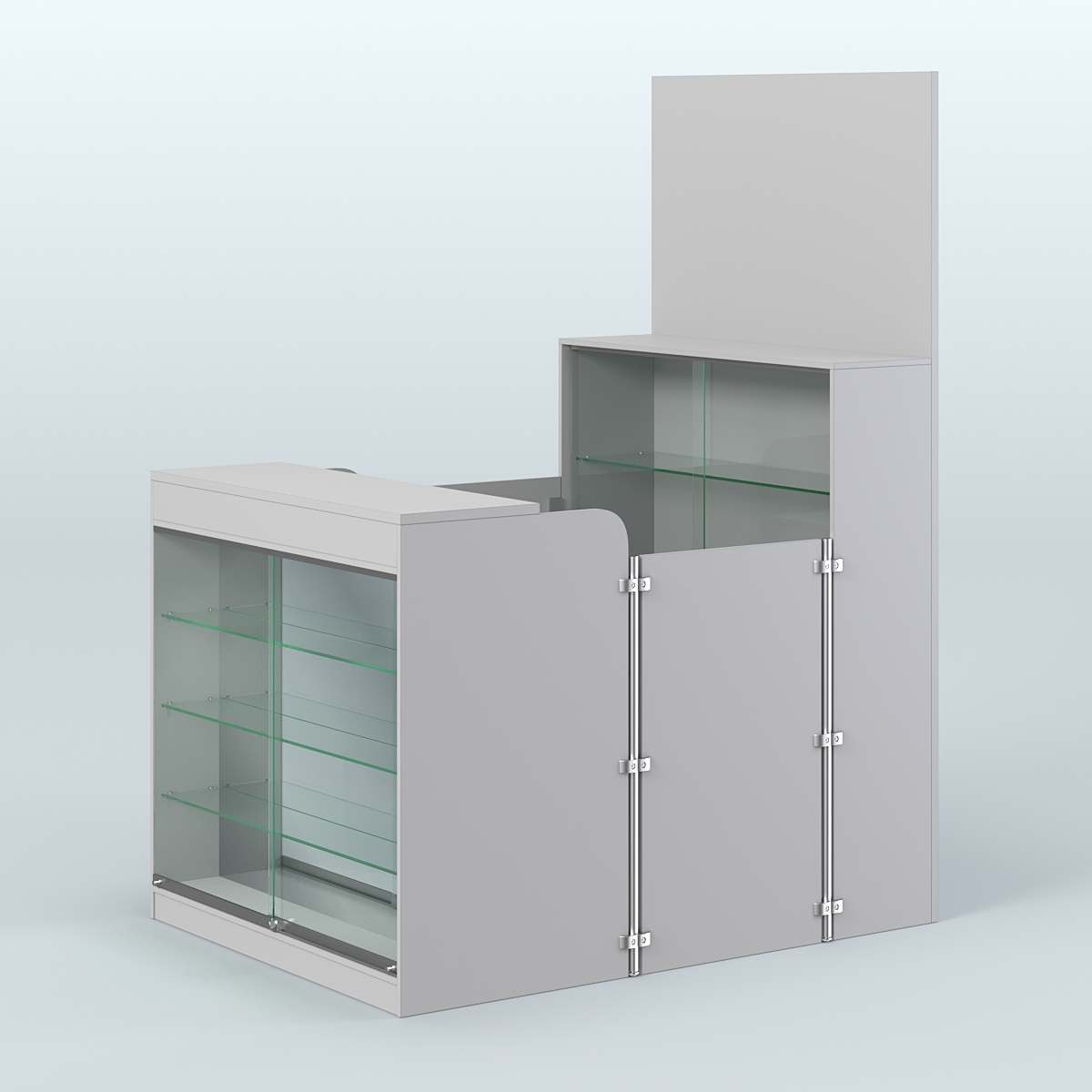 Мини павильон для торговли с полками и фасадным зеркалом СЛОТ №3 (2 кв.м) Серый